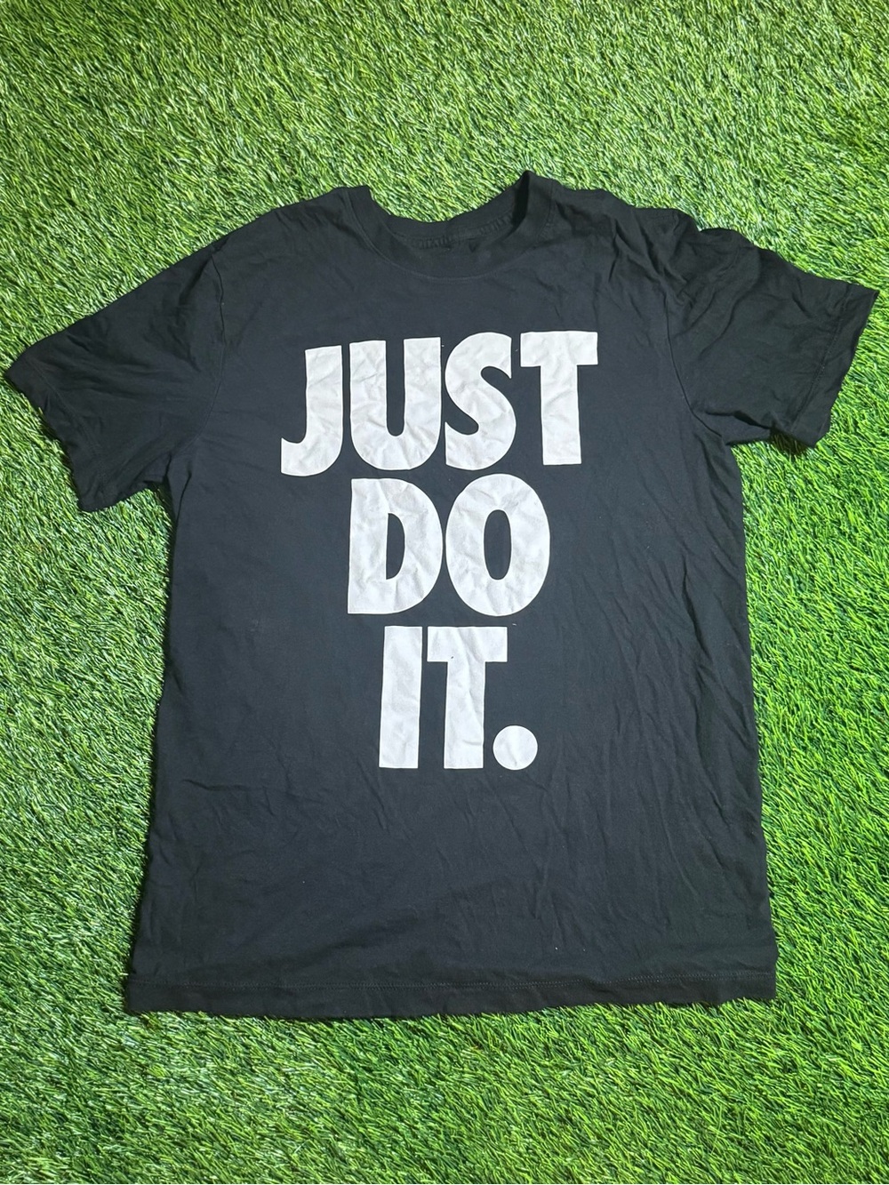 Used Nike “Just Do It” Black T- Shirt Size Small - Men’s with condition issues